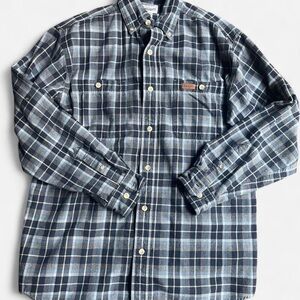 Carhartt Men’s Workwear Plaid Button Down Blue Grey Long Sleeve Sweater Sz M